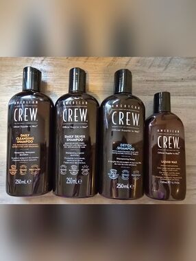 American Crew Bundle Of 4- Liquid Wax, Detox,SILVER shampoo,cleanse $80 Value